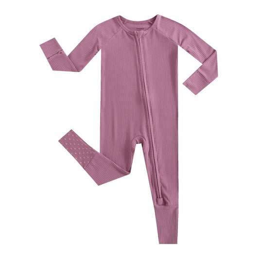 Ribbed Convertible Footie | Mauve