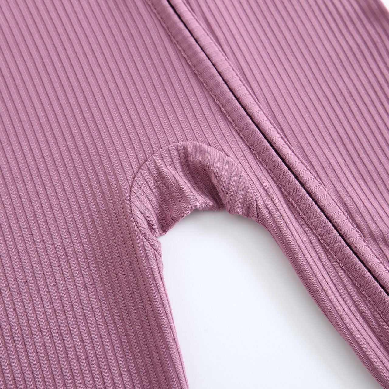Ribbed Convertible Footie | Mauve